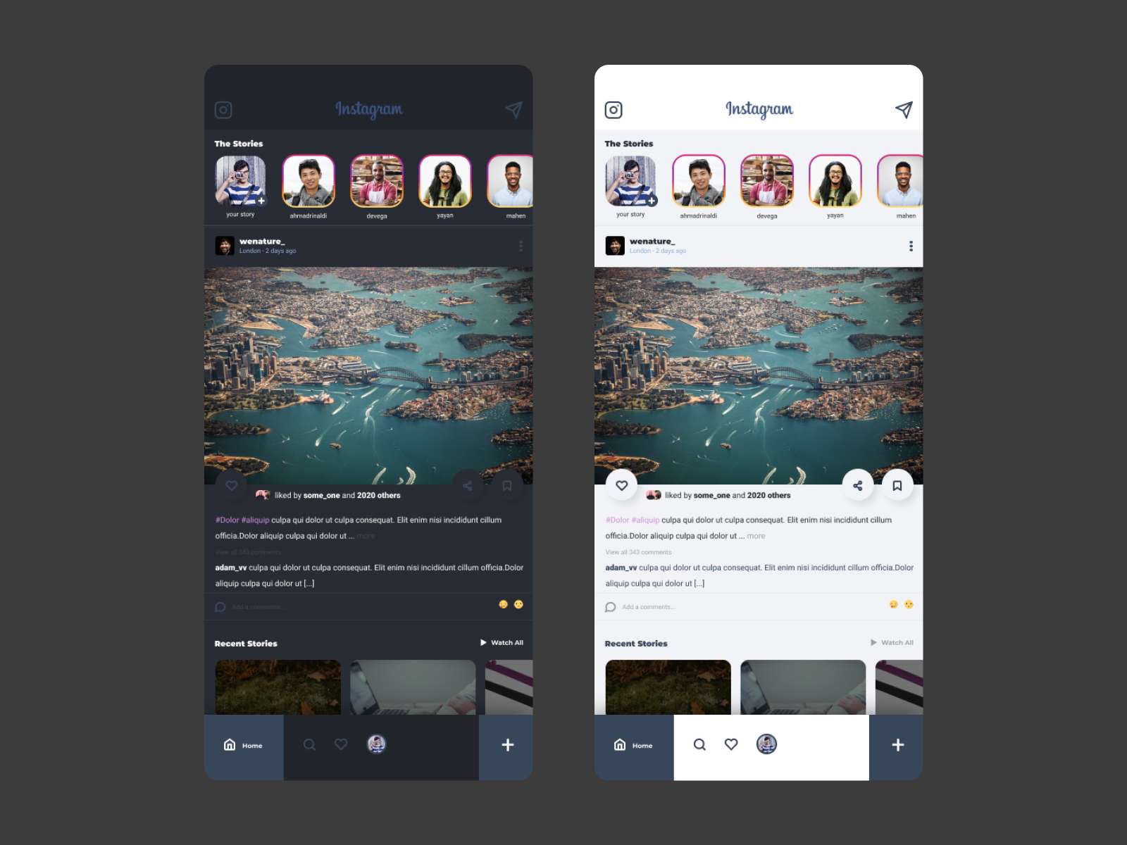 Redesign for Instagram freebie for Figma and Adobe XD
