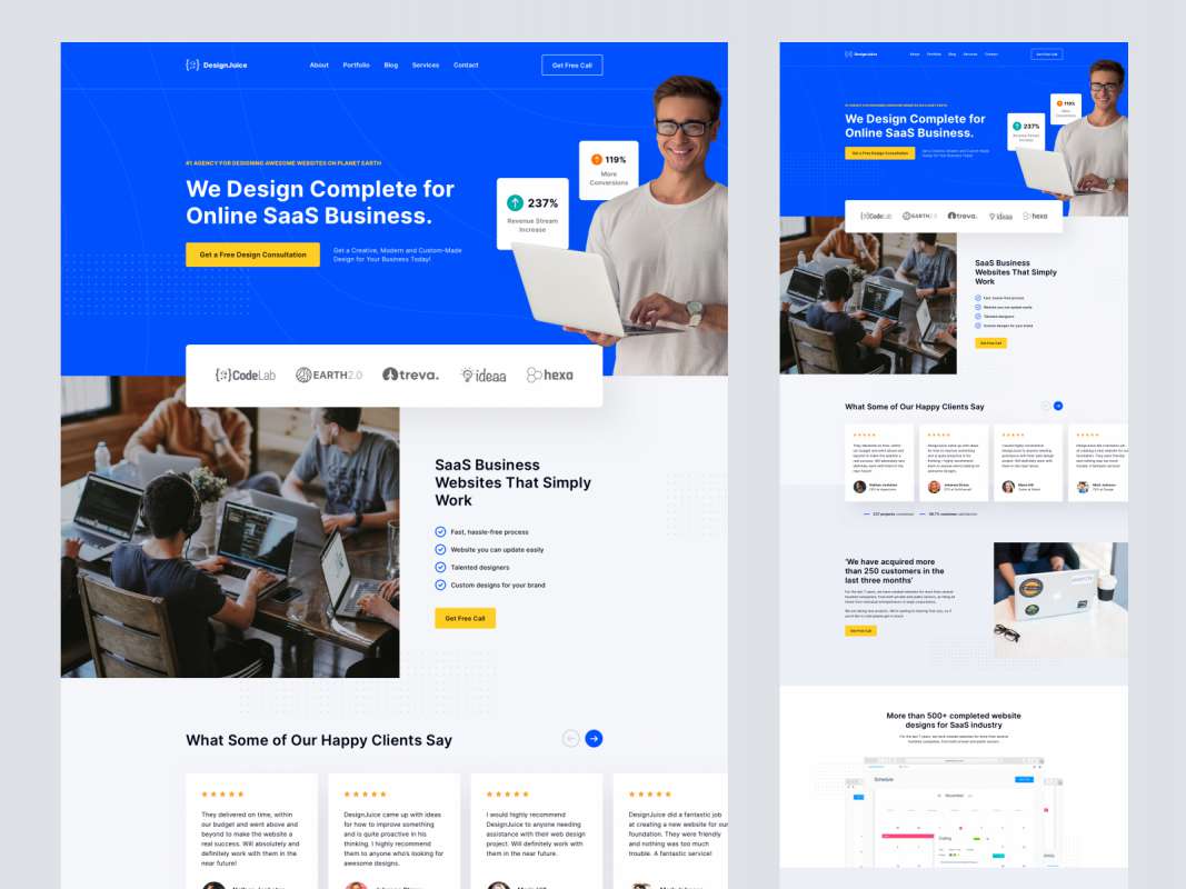 SaaS Business - Free Landing Page for Sketch for Figma and Adobe XD No 1