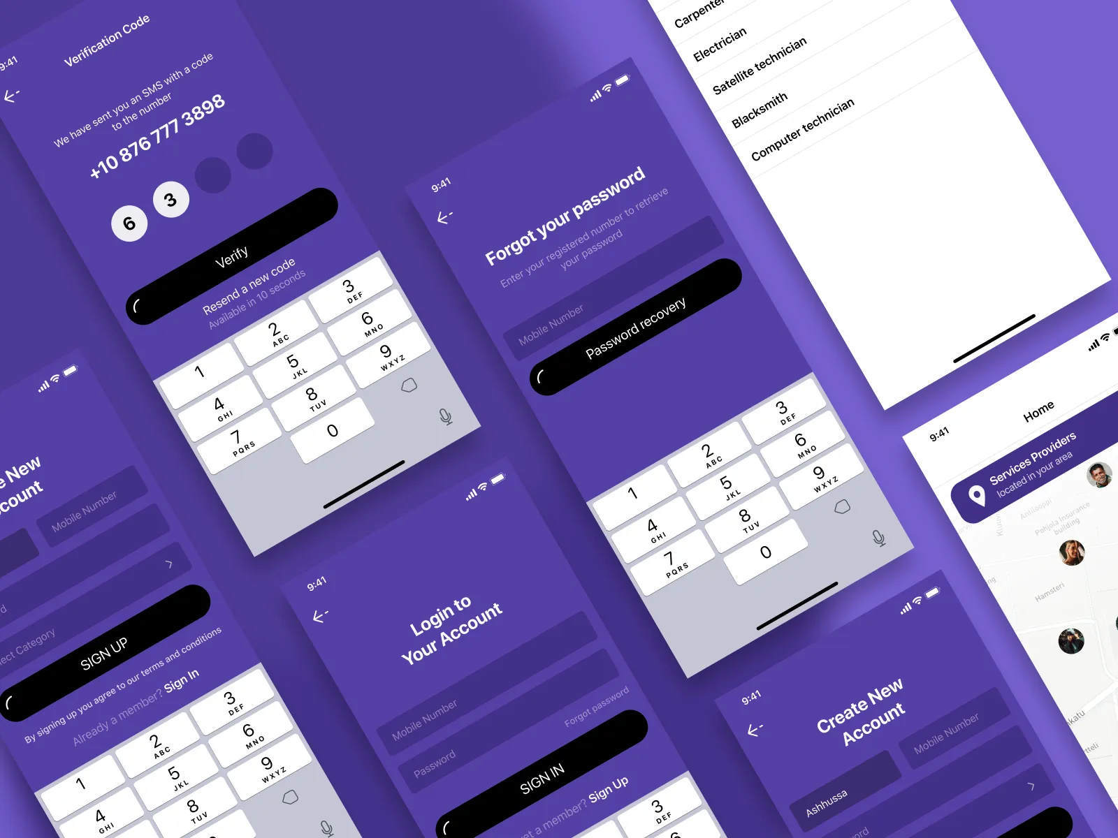 Services App UI Kit for Figma and Adobe XD No 2