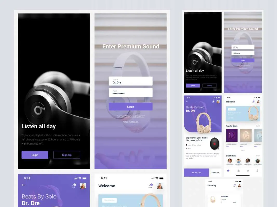Shopping App Free UI Kit for Figma and Adobe XD