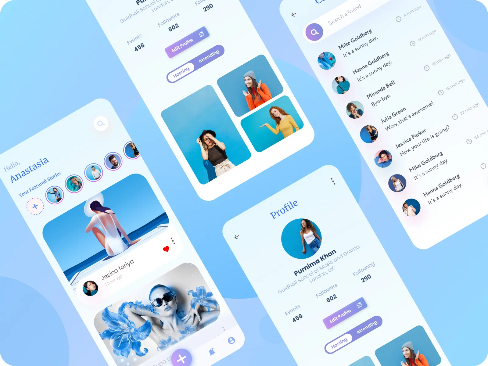 Snapchat App Redesign UI Kit  - Free template