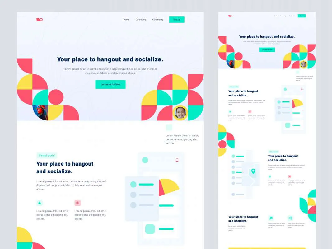 Social Meetup Landing Page for Sketch for Figma and Adobe XD No 1