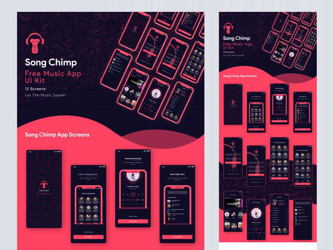Song Chimp - Free Music App for Adobe XD for Figma and Adobe XD No 1