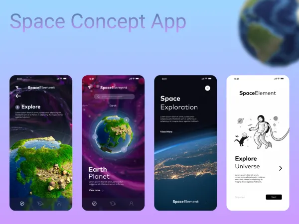 Space App Concept for Figma and Adobe XD