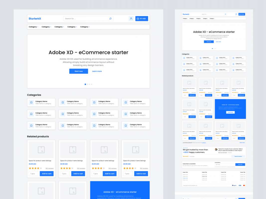 Starter eCommerce Template for Adobe XD for Figma and Adobe XD