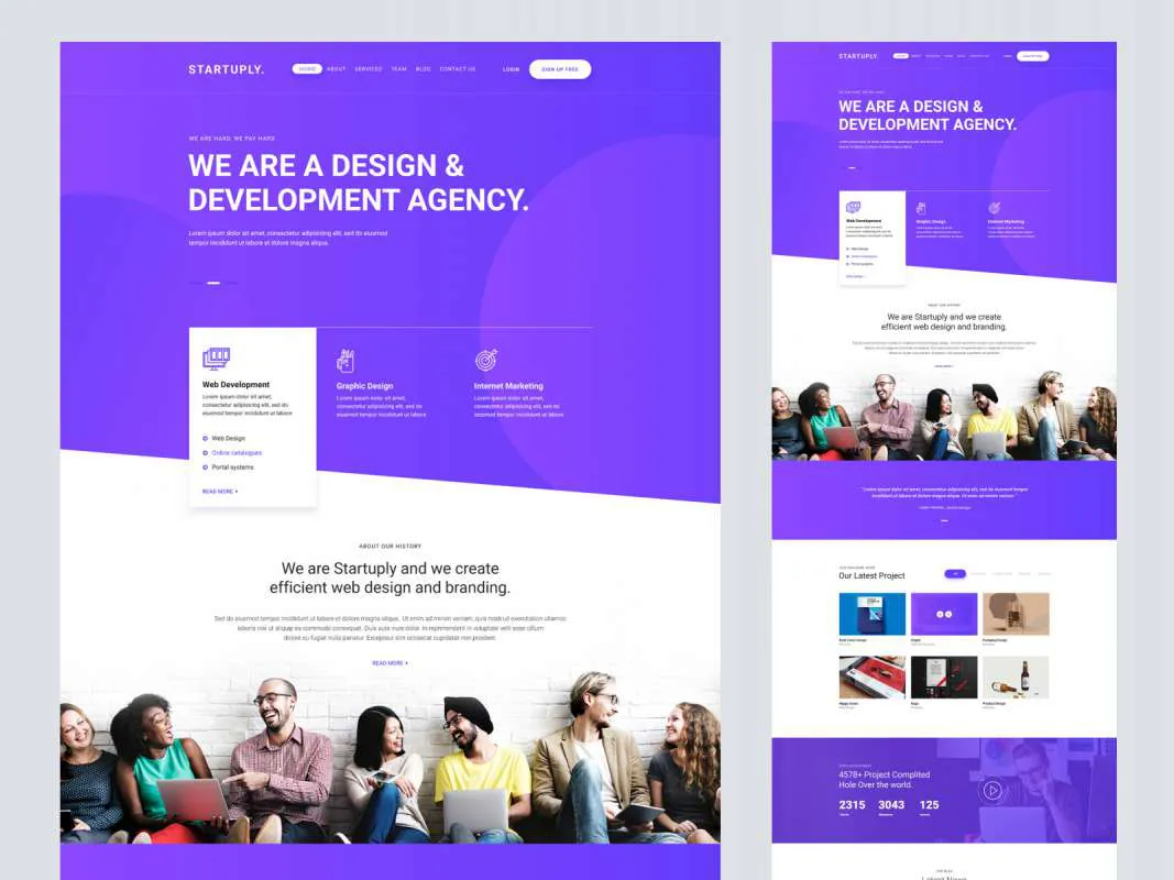 Startuply Agency Landing Page for Figma and Adobe XD