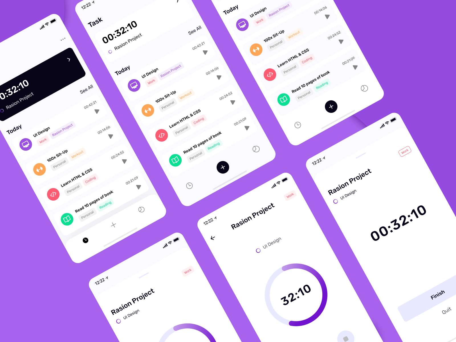 Time Tracker UI Kit freebie for Figma and Adobe XD