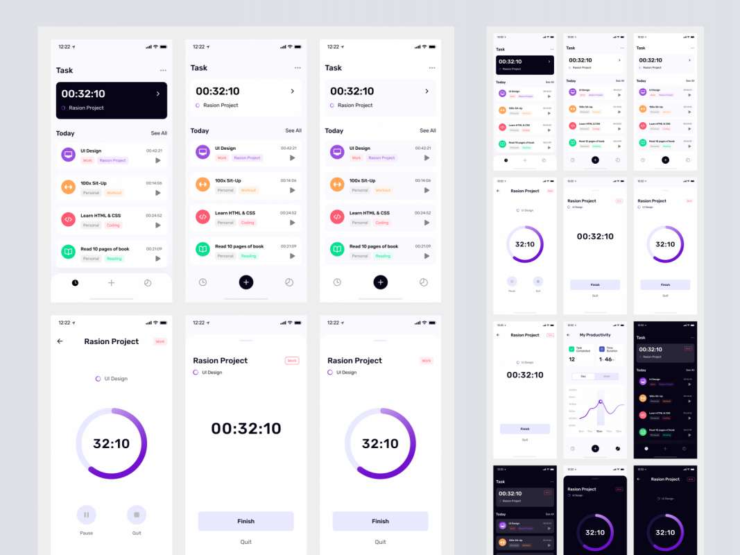 TimePad - Time Tracker Free UI Kit for Figma for Figma and Adobe XD