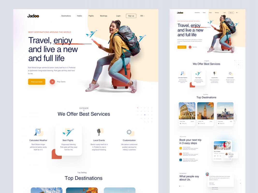 Travel Agency Free Landing Page for Figma and Adobe XD No 1