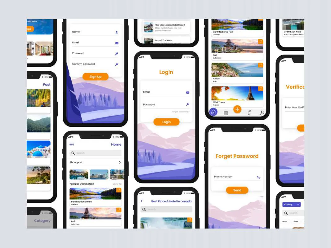Travel App for Adobe XD for Figma and Adobe XD