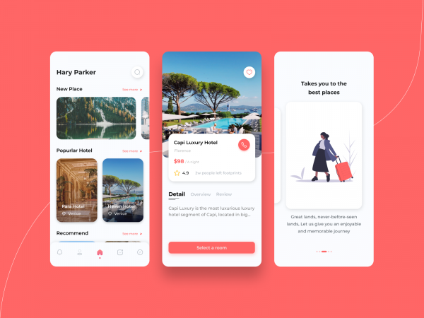Travel Booking Mobile App for Figma and Adobe XD
