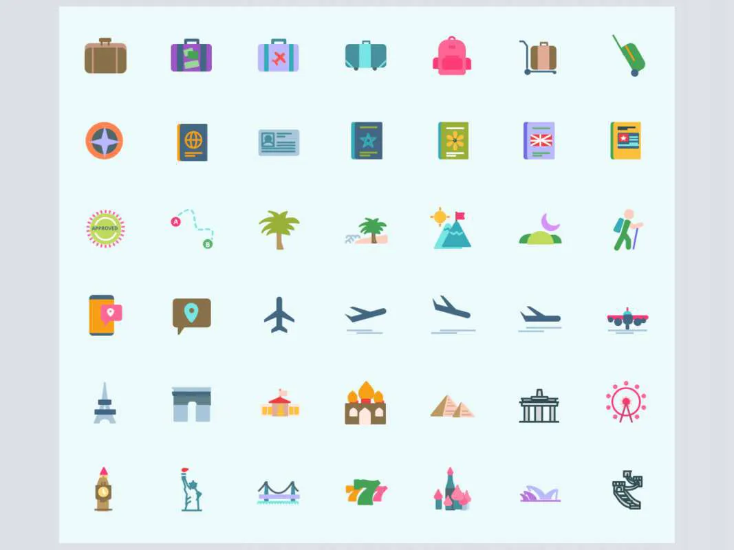 Travel Free Icon Pack for Figma and Adobe XD