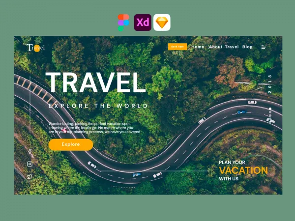 Travel Landing Page for Figma and Adobe XD