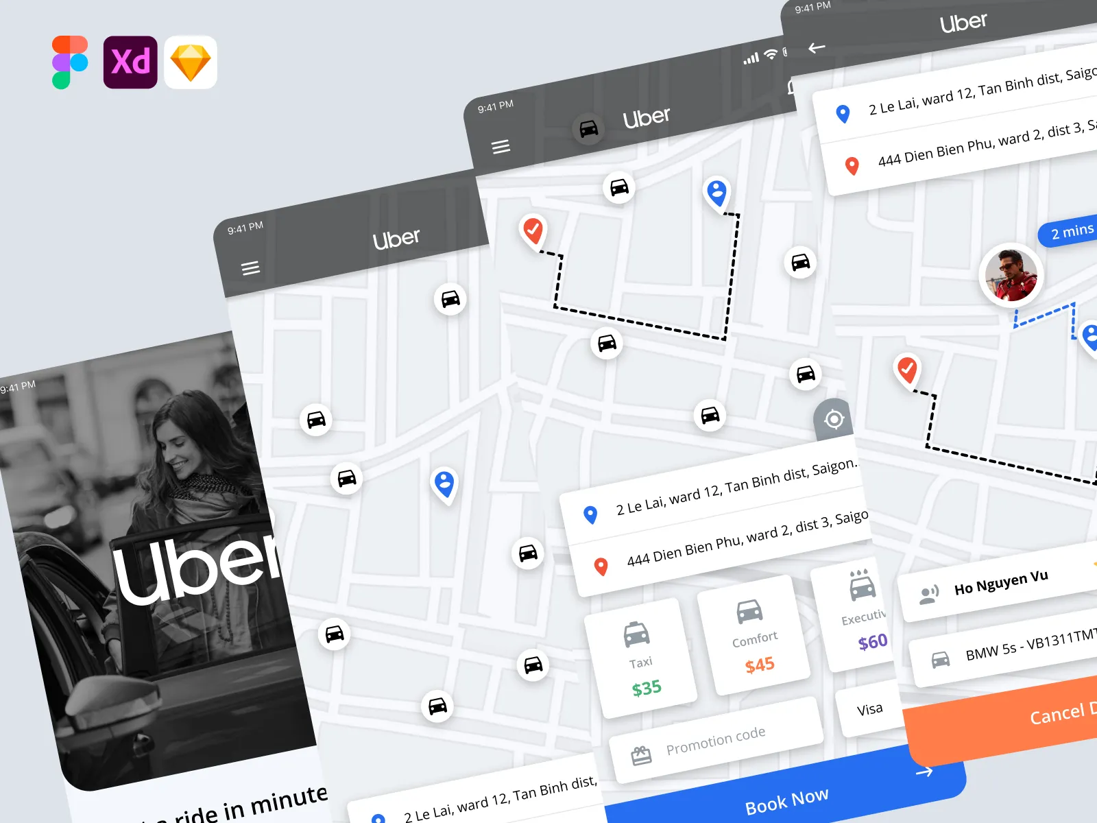 Uber Redesign App for Figma and Adobe XD