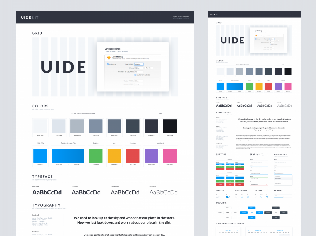 UIDE Style Guide UI Kit freebie for Figma and Adobe XD