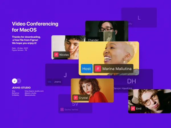Video Conferencing App (for MacOS) for Figma and Adobe XD