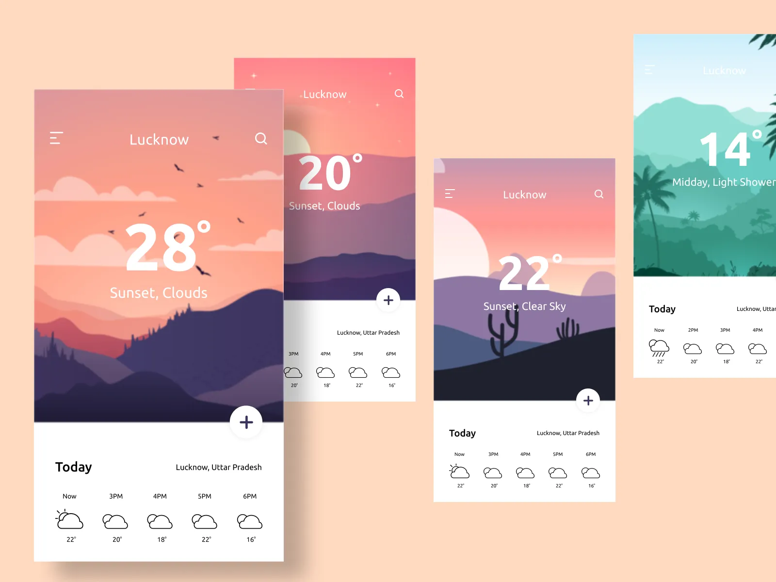 Weather App Cards for Figma and Adobe XD No 3