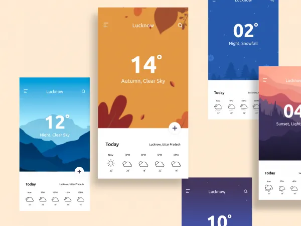 Weather App Cards for Figma and Adobe XD