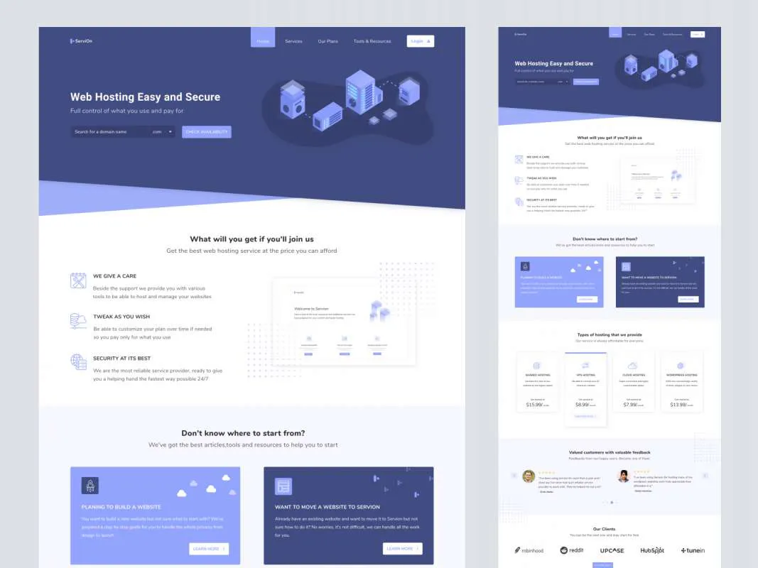 Web Hosting Landing Page for Adobe XD for Figma and Adobe XD No 1