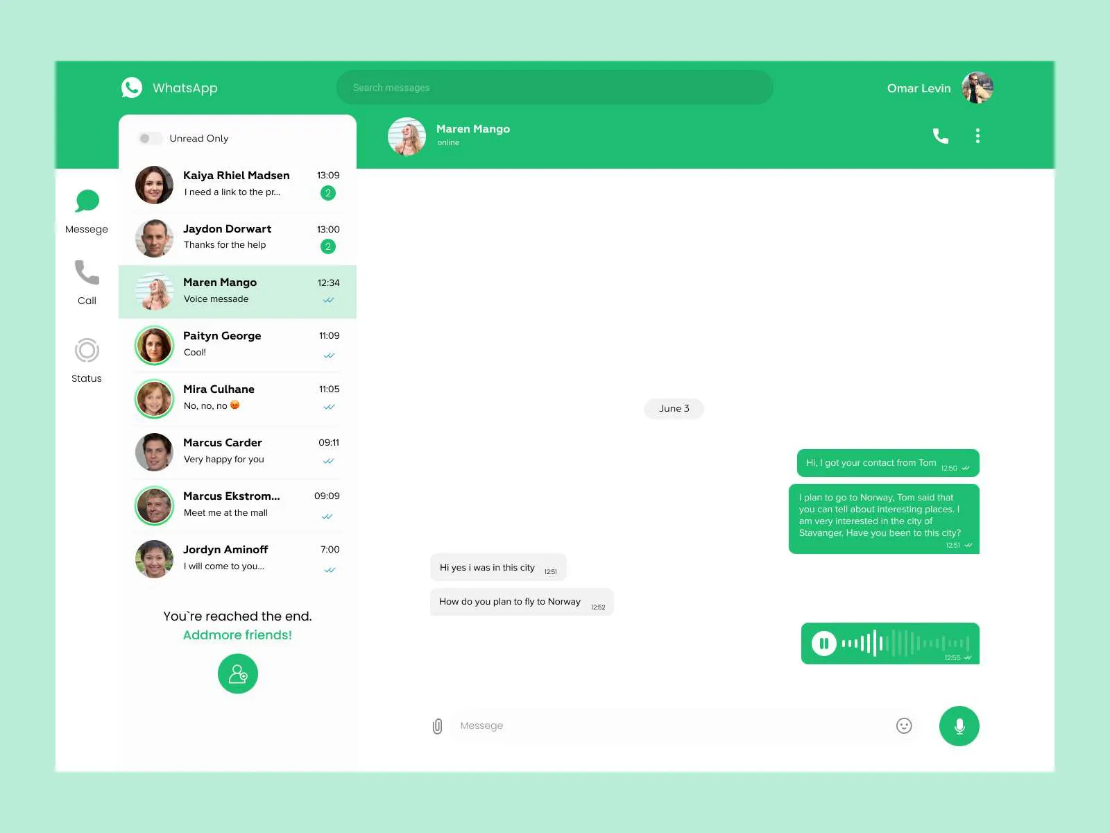 Whatsapp Redesign for Figma and Adobe XD No 4