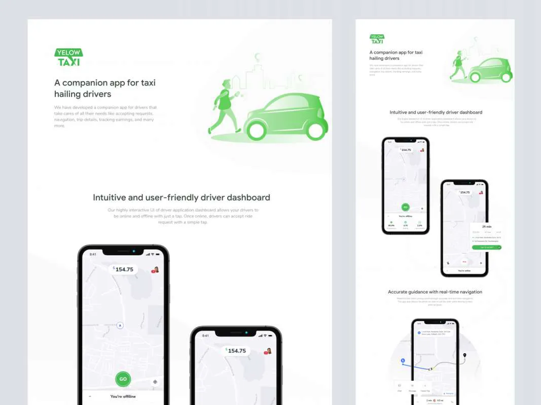Yelow Taxi Driver App for Adobe XD for Figma and Adobe XD