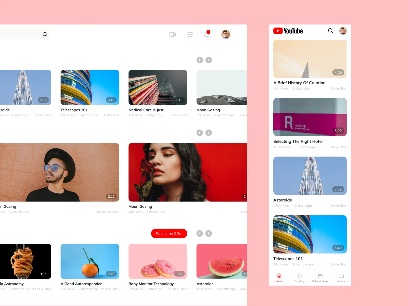 YouTube Redesign Concept for Figma and Adobe XD No 4