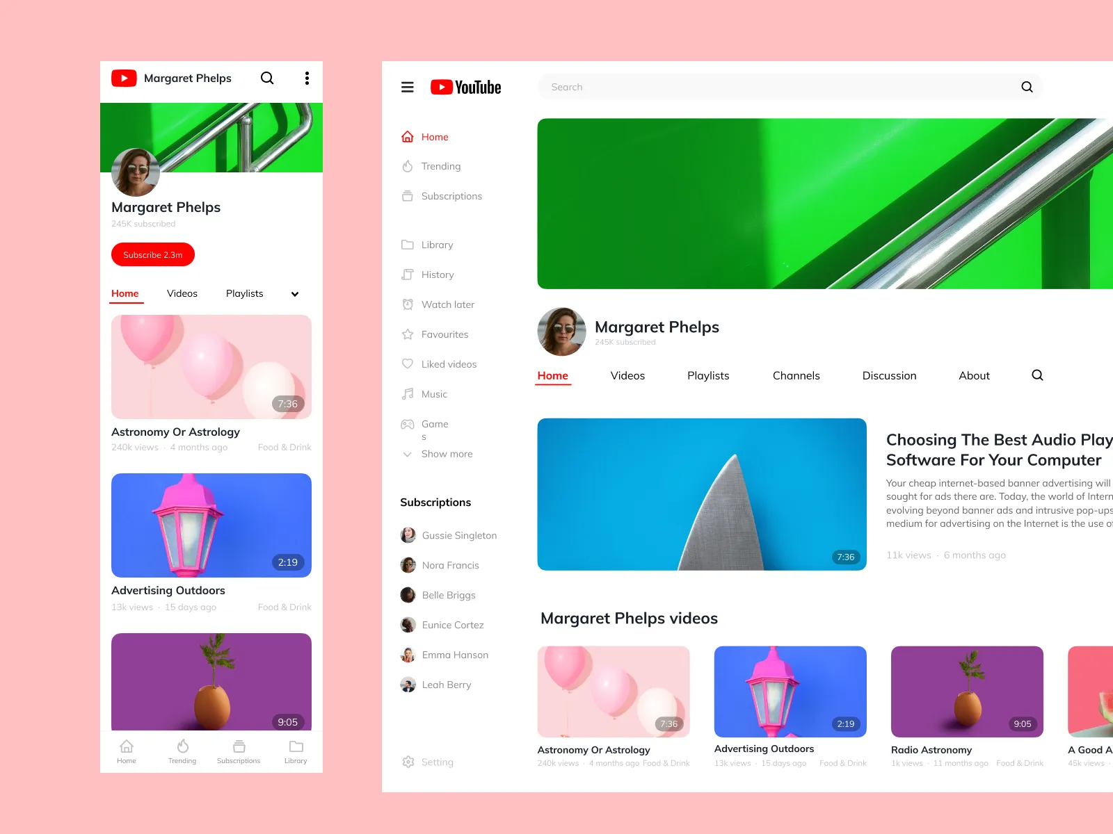 YouTube Redesign Concept for Figma and Adobe XD No 4