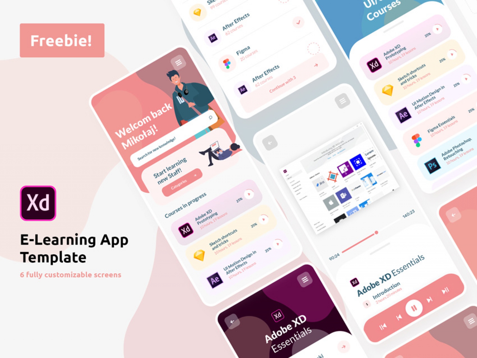 E-Learning App UI Kit for Figma and Adobe XD No 1