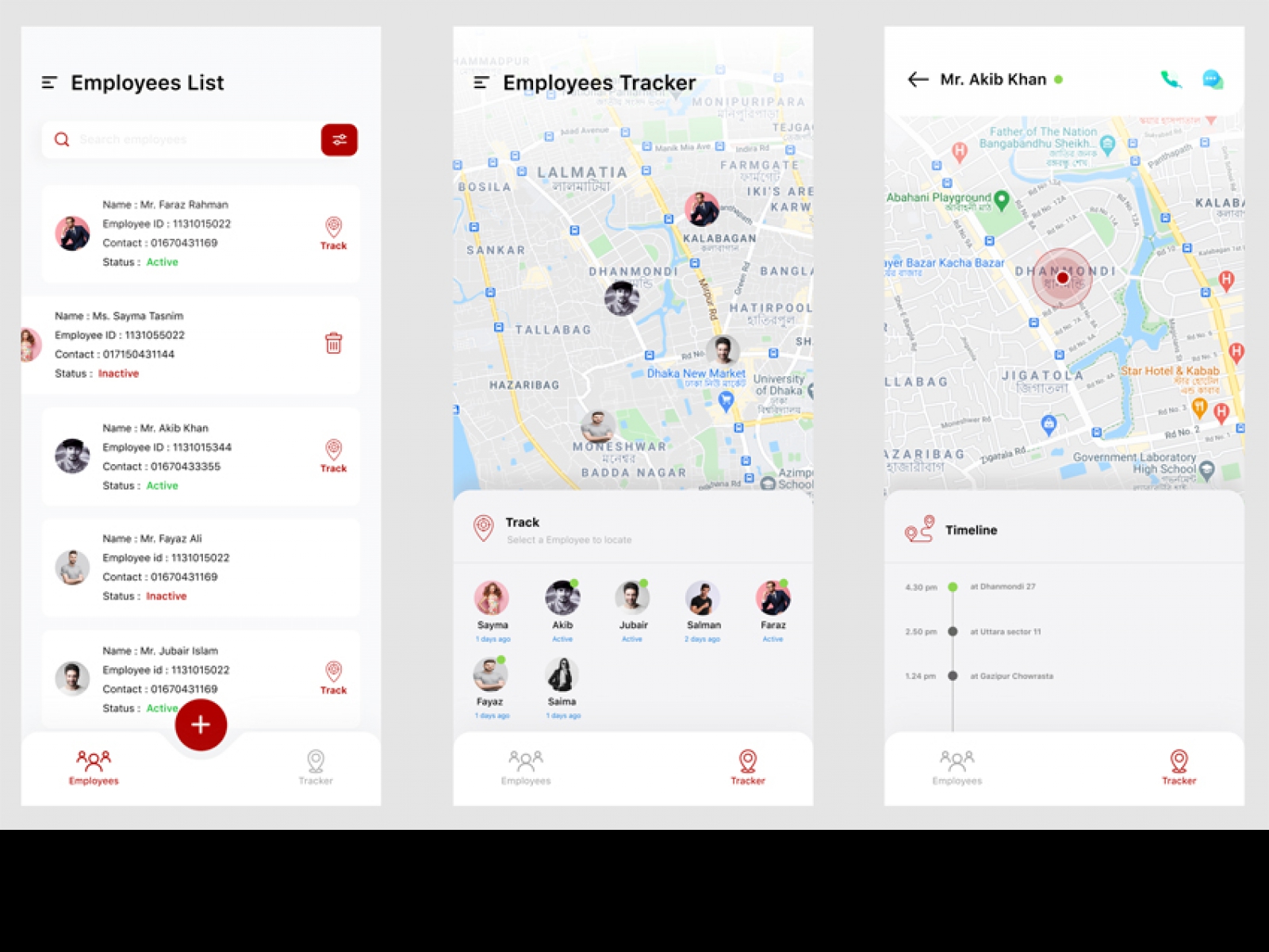 Employees Tracker App for Figma and Adobe XD