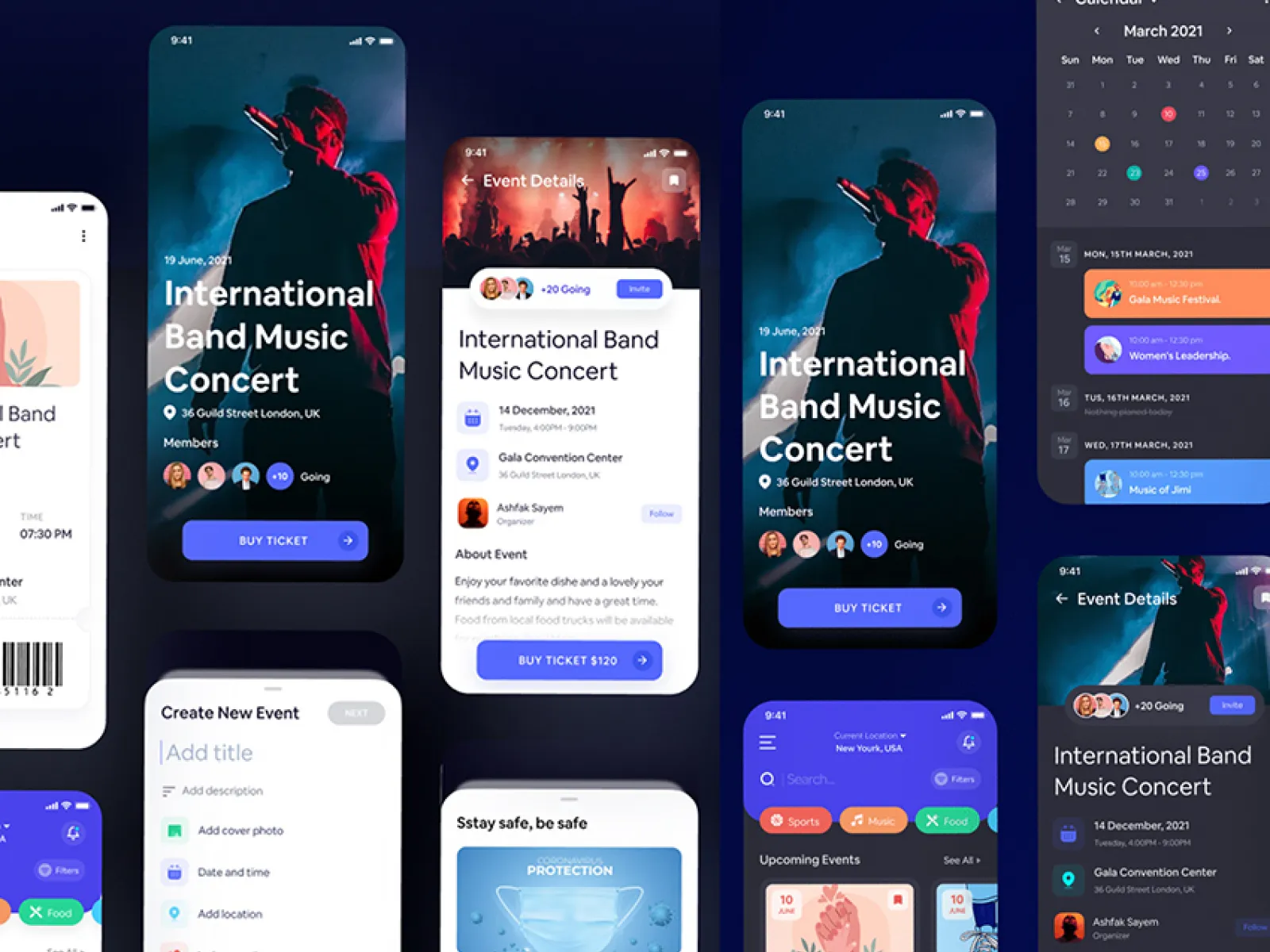 Event Booking App UI KIt for Figma and Adobe XD