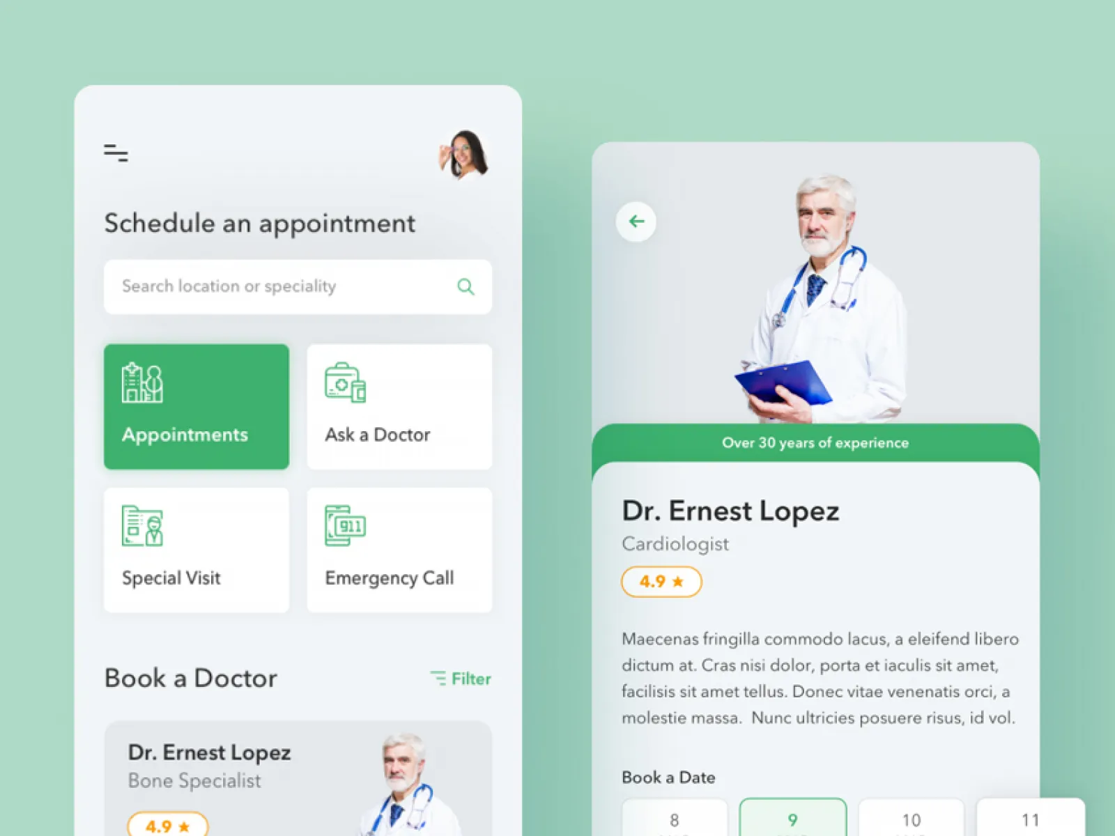 Find a Doctor App for Figma and Adobe XD