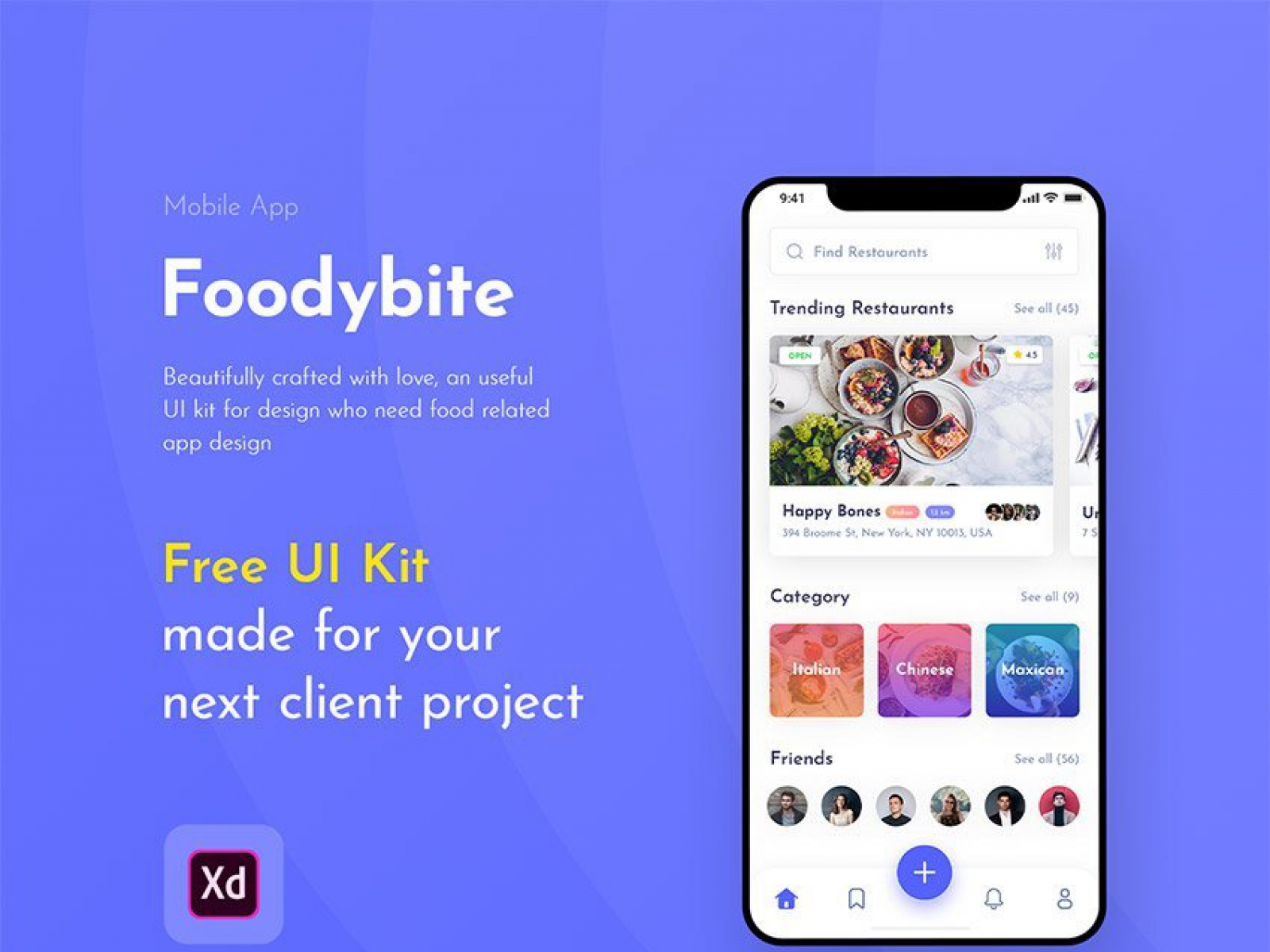 Foodybite App Design for Figma and Adobe XD No 1