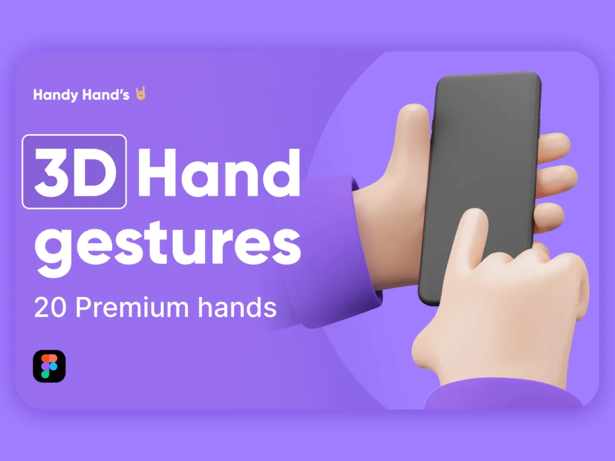 3D Hand Gestures for Figma and Adobe XD No 1