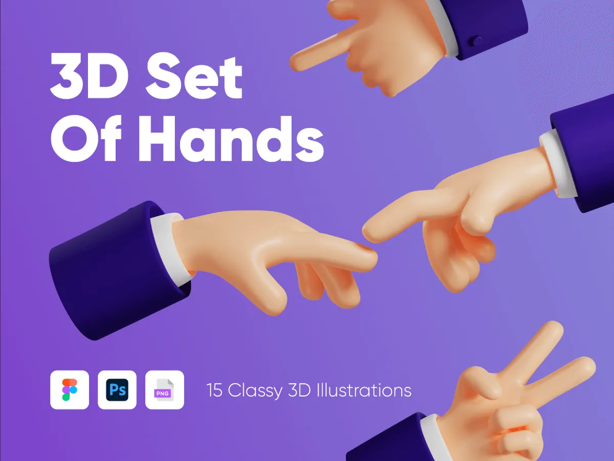 3D Hands Illustrations for Figma and Adobe XD No 1