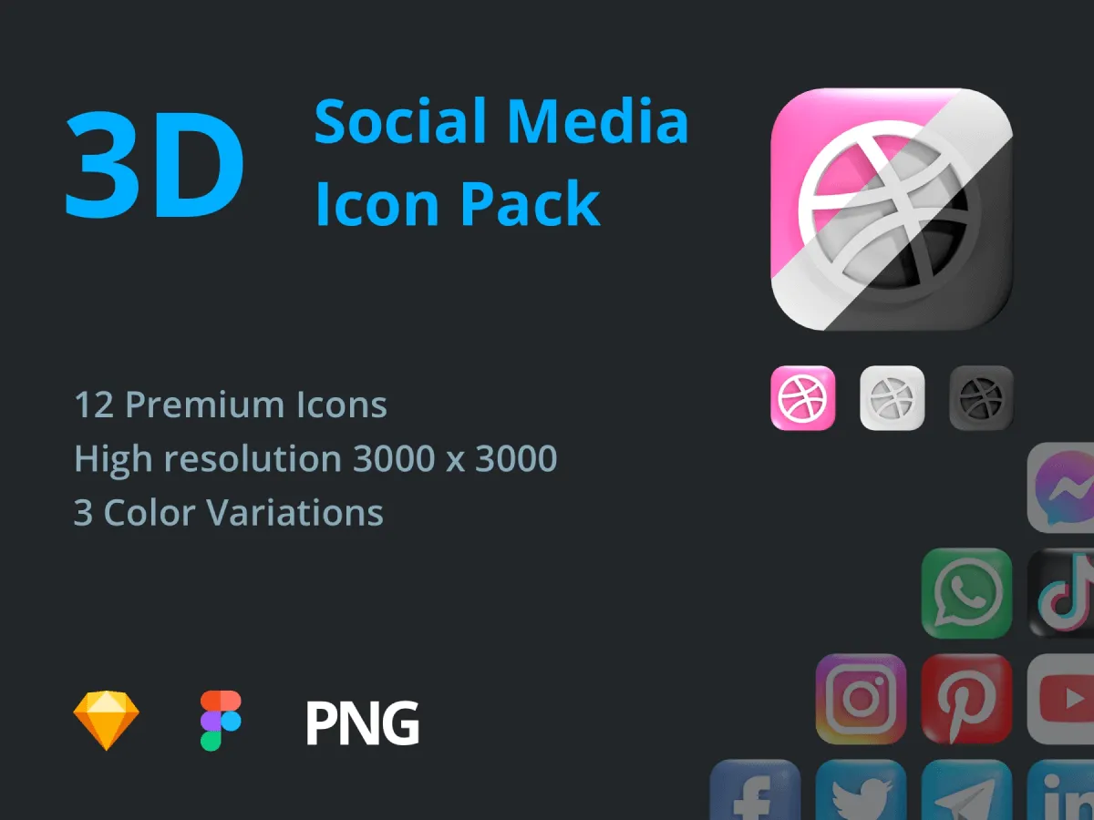 3D Social Media Icon Pack for Figma and Adobe XD No 1
