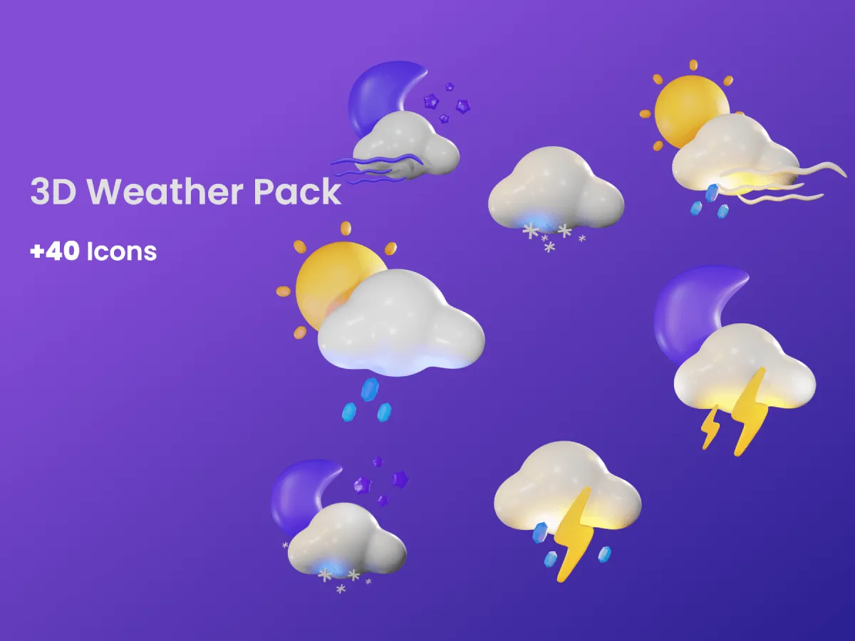 3D Weather Icons Pack for Figma and Adobe XD