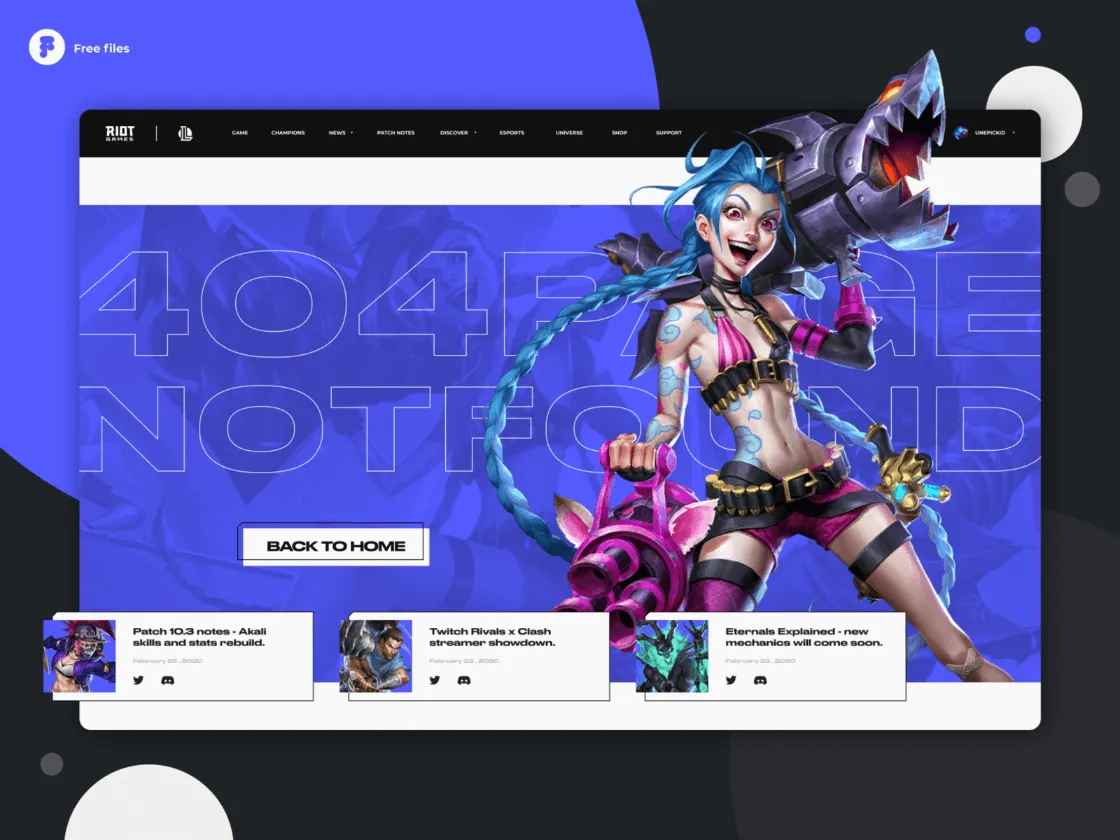 404 Page League Of Legends for Figma and Adobe XD