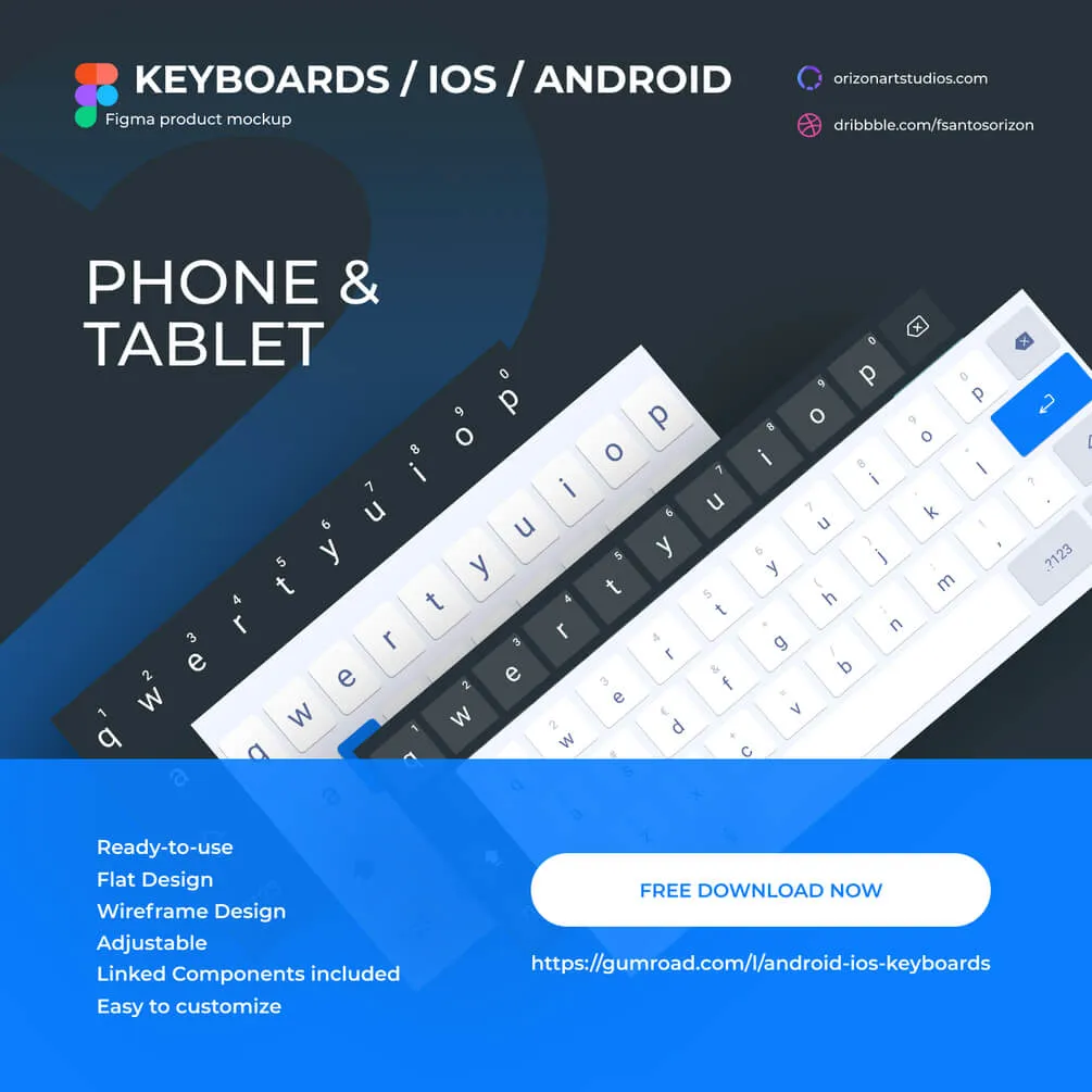 Android & iOS Keyboards for Figma and Adobe XD