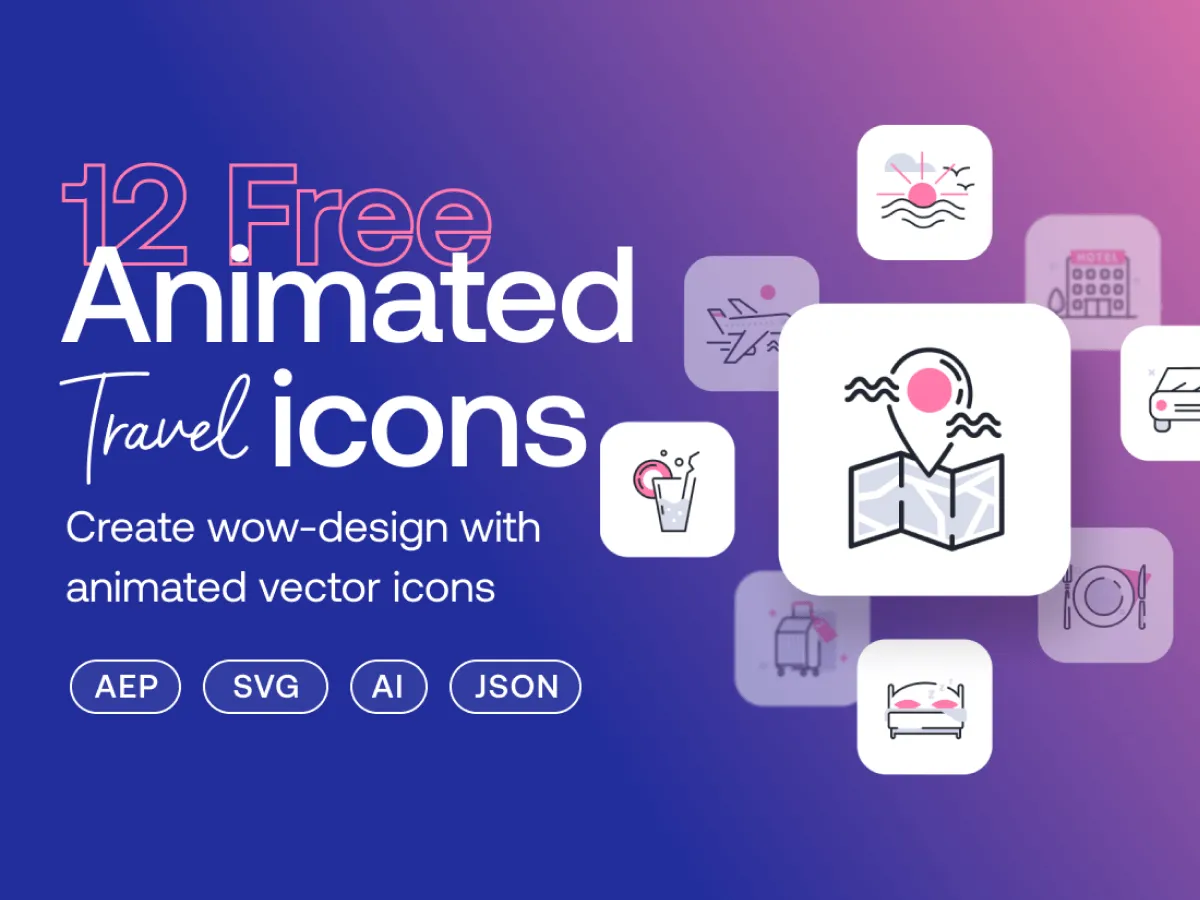 Animated Travel Icons for Figma and Adobe XD No 1