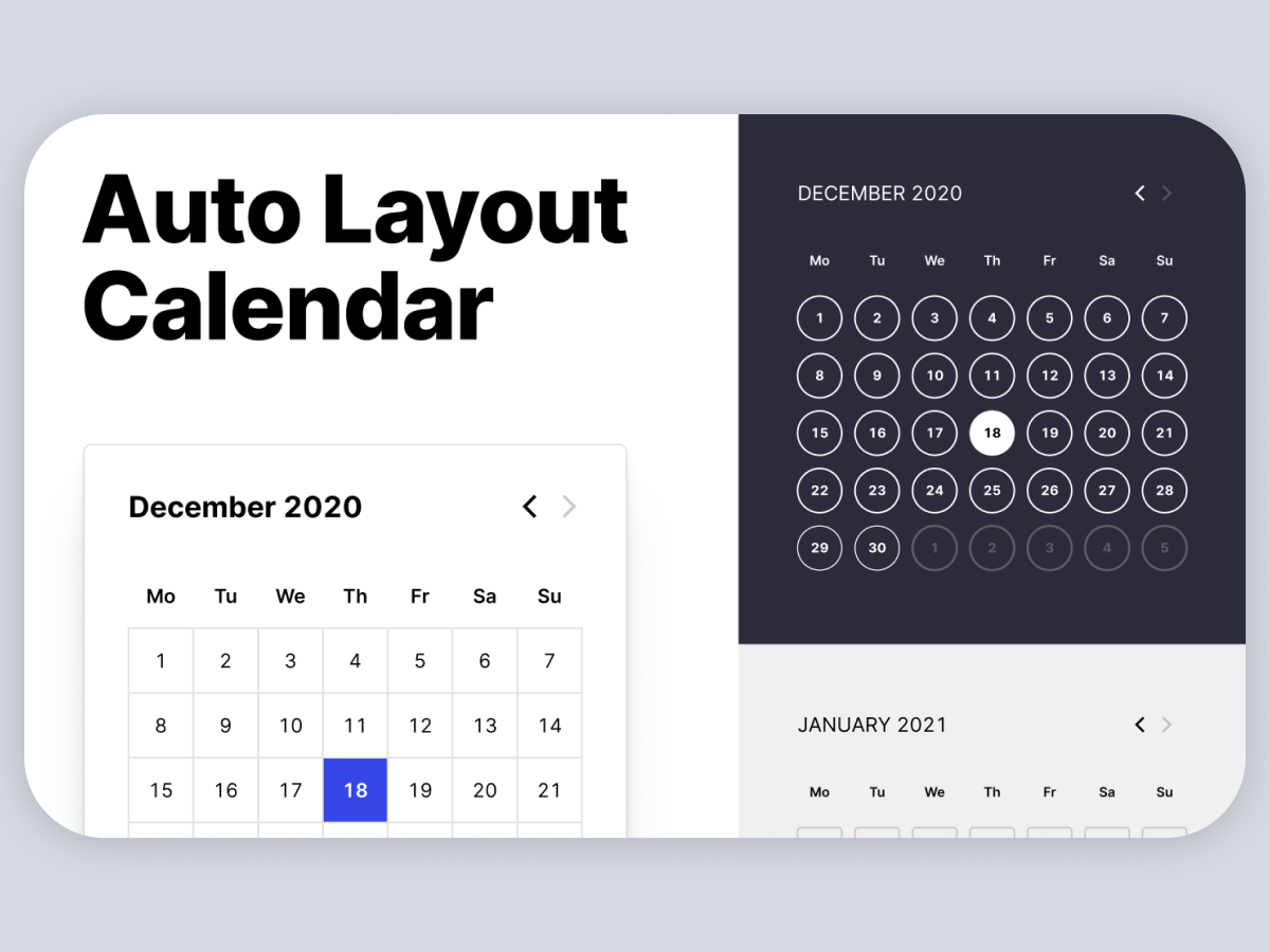 Auto Layout Calendar for Figma and Adobe XD No 1