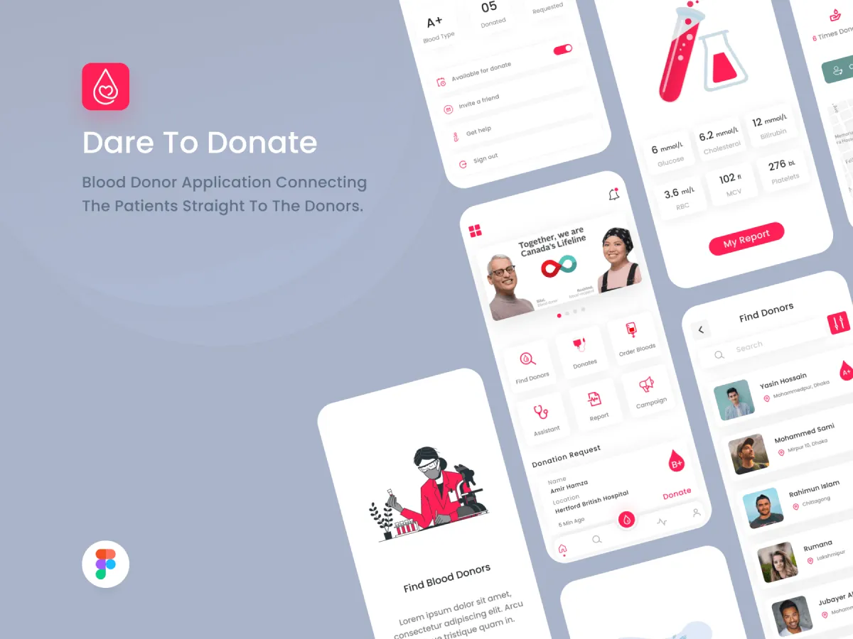 Blood Donor App UI Kit for Figma and Adobe XD No 1