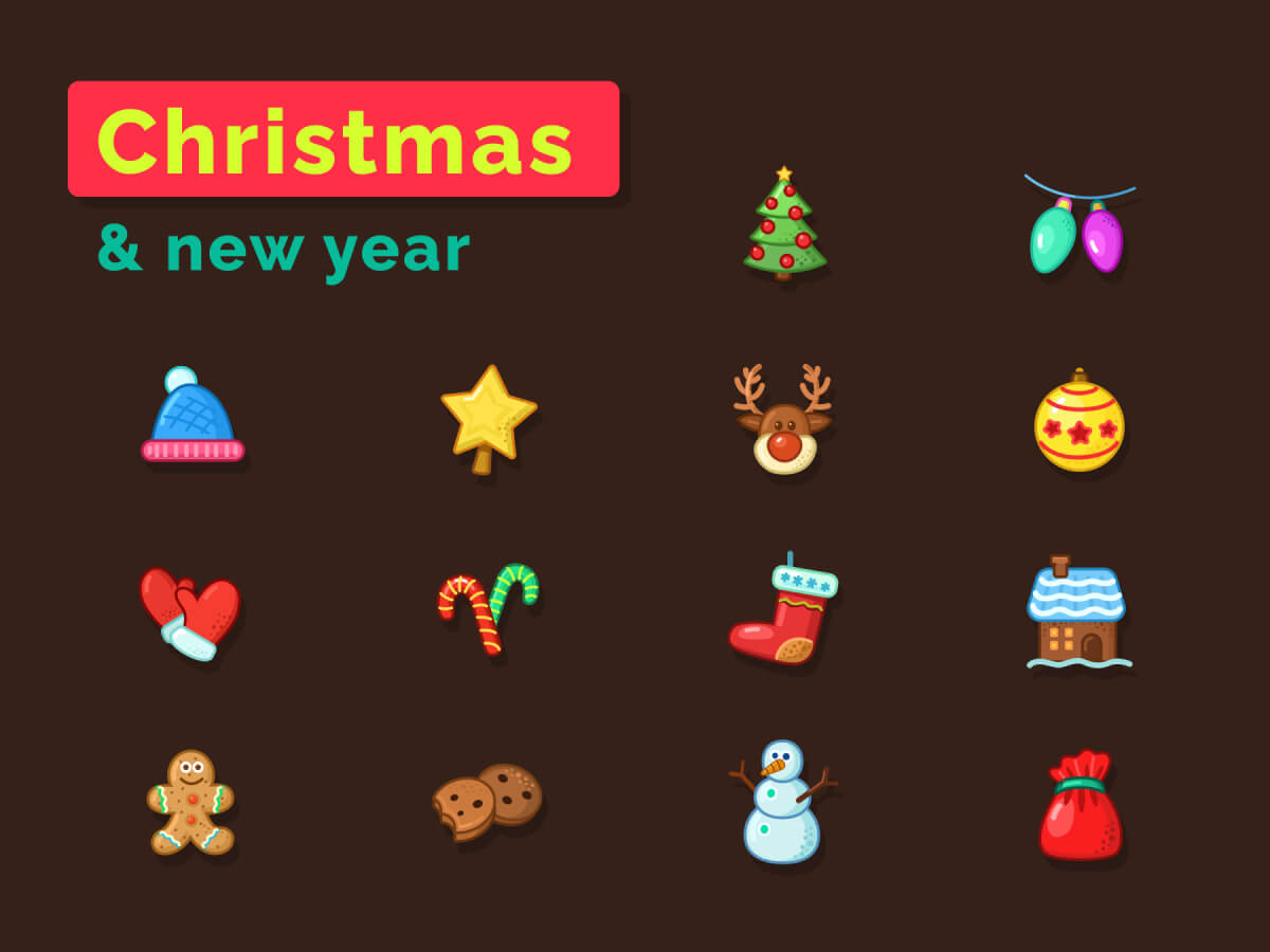 Christmas and New Year Icons for Figma and Adobe XD No 1