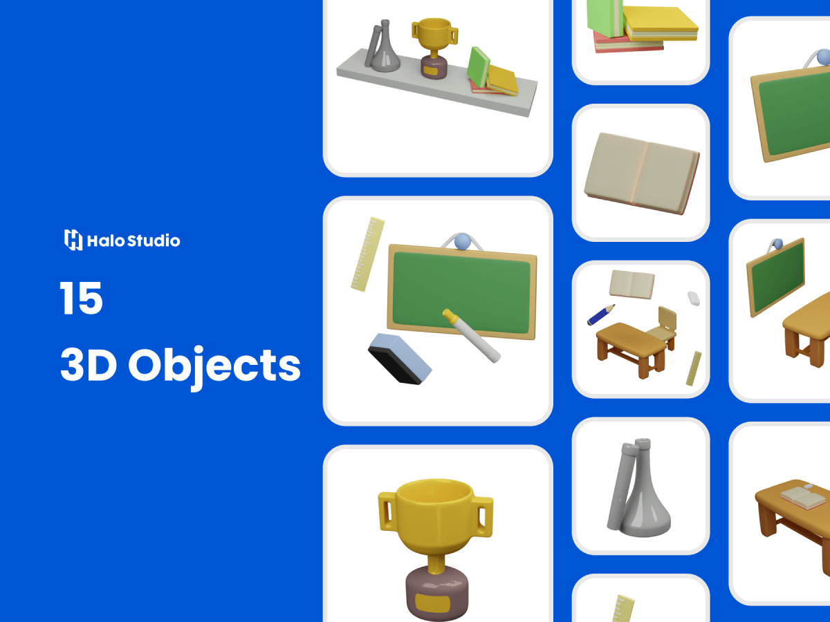 Classroom 3D Icons Set for Figma and Adobe XD No 1