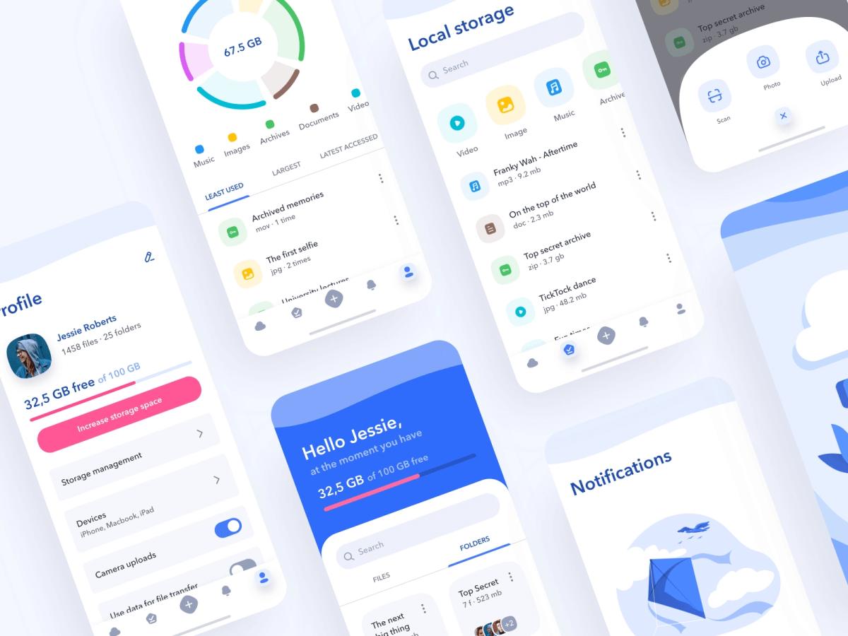 Cloud Storage App Concept for Figma and Adobe XD No 1