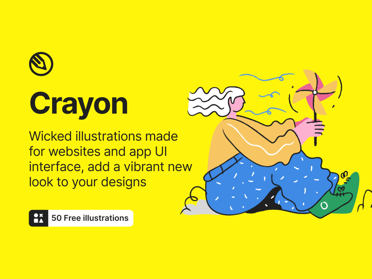 Crayon Illustrations for Figma and Adobe XD