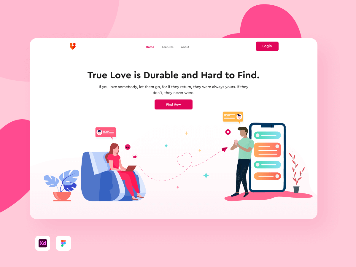 Dating Header Exploration for Figma and Adobe XD