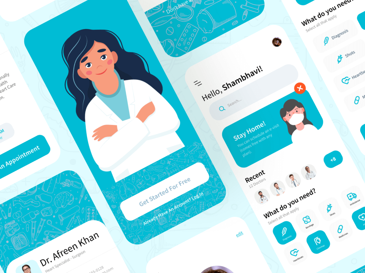 Doctor Appointment App UI Kit for Figma and Adobe XD