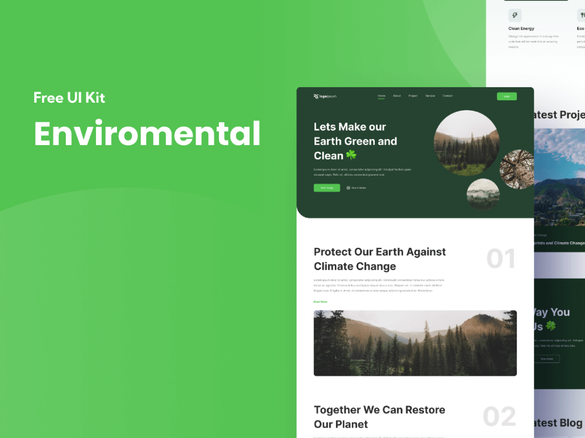 Environmental Website Landing Page for Figma and Adobe XD No 1