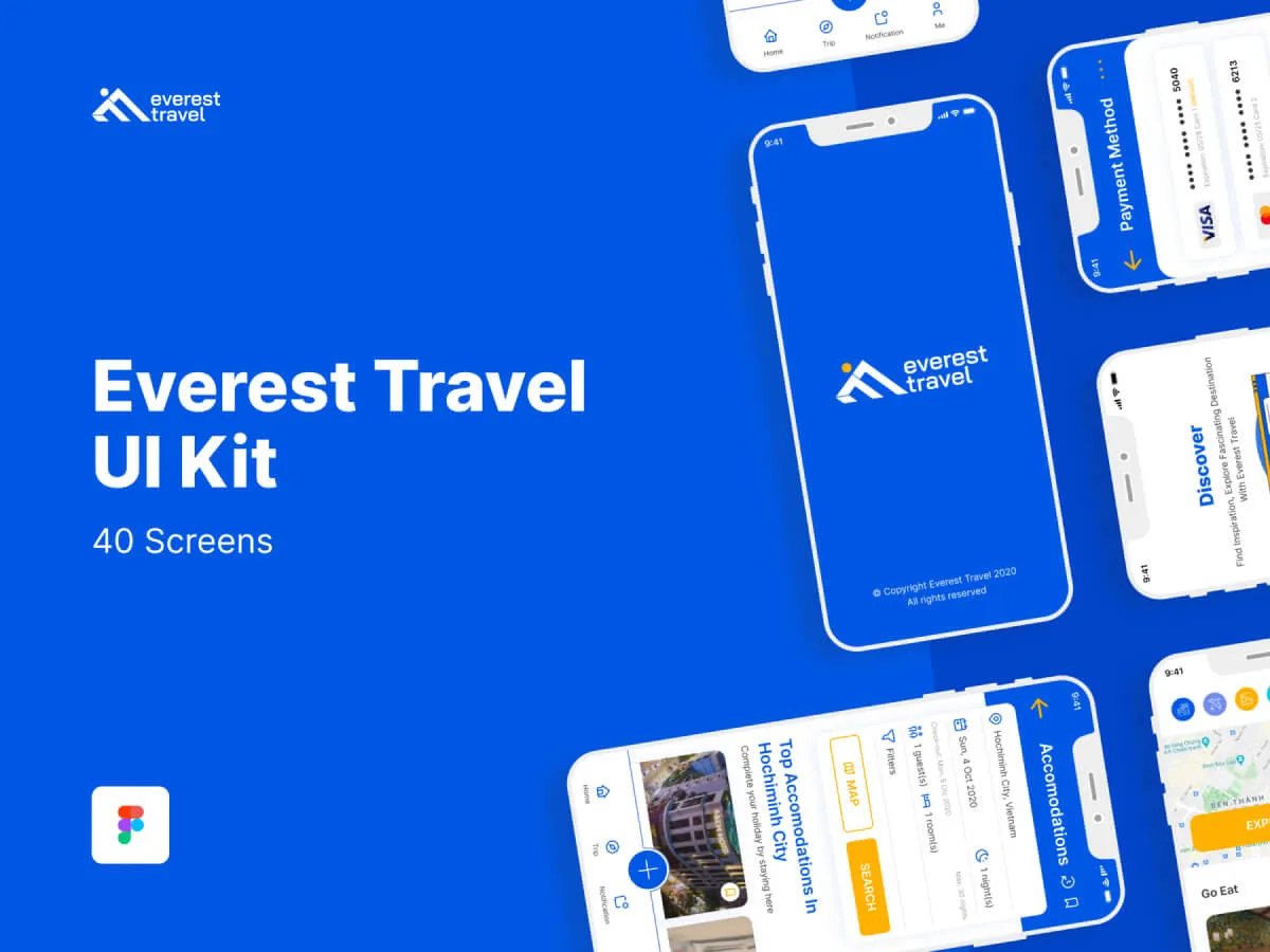 Everest Travel UI Kit for Figma and Adobe XD