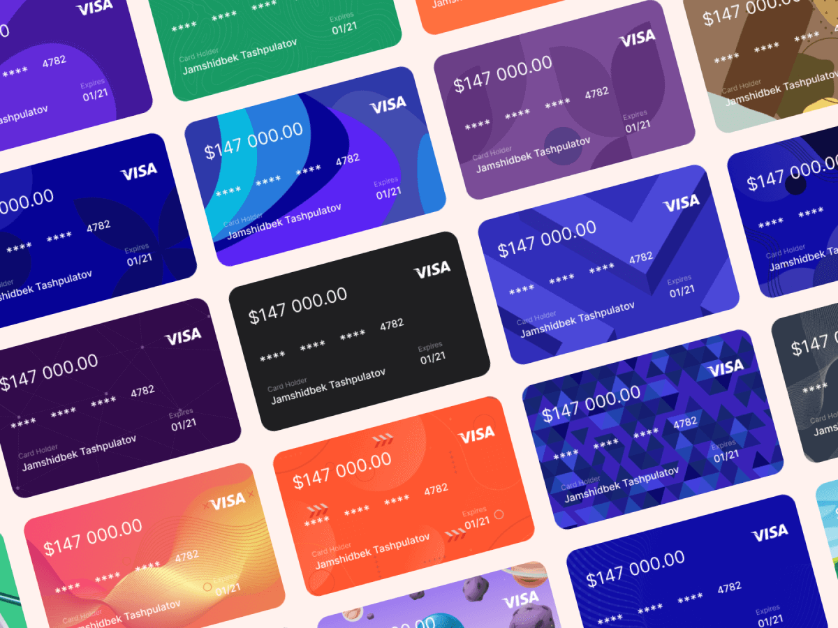 Fintech and E-wallet Cards Kit for Figma and Adobe XD